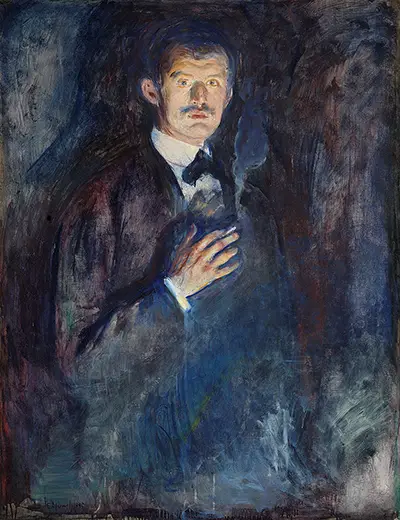 Self-Portrait with Burning Cigarette Edvard Munch